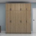 Vivian Megapap  five doors melamine wardrobe with cabinet in walnut color 200x51.8x240cm.