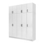 Vivian Megapap  five doors melamine wardrobe with cabinet in white color 200x51.8x240cm.