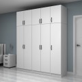 Vivian Megapap  five doors melamine wardrobe with cabinet in white color 200x51.8x240cm.