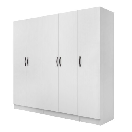 Vivian Megapap  five doors melamine wardrobe in white color 200x51.8x181cm.