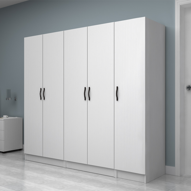 Vivian Megapap  five doors melamine wardrobe in white color 200x51.8x181cm.