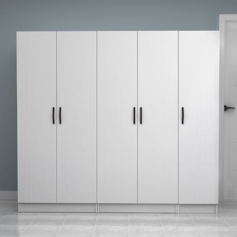 Vivian Megapap  five doors melamine wardrobe in white color 200x51.8x181cm.