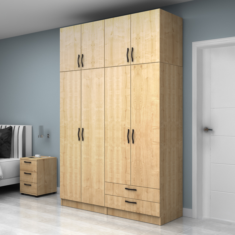 Vivian Megapap four doors melamine wardrobe in oak color 160x51.8x240cm.
