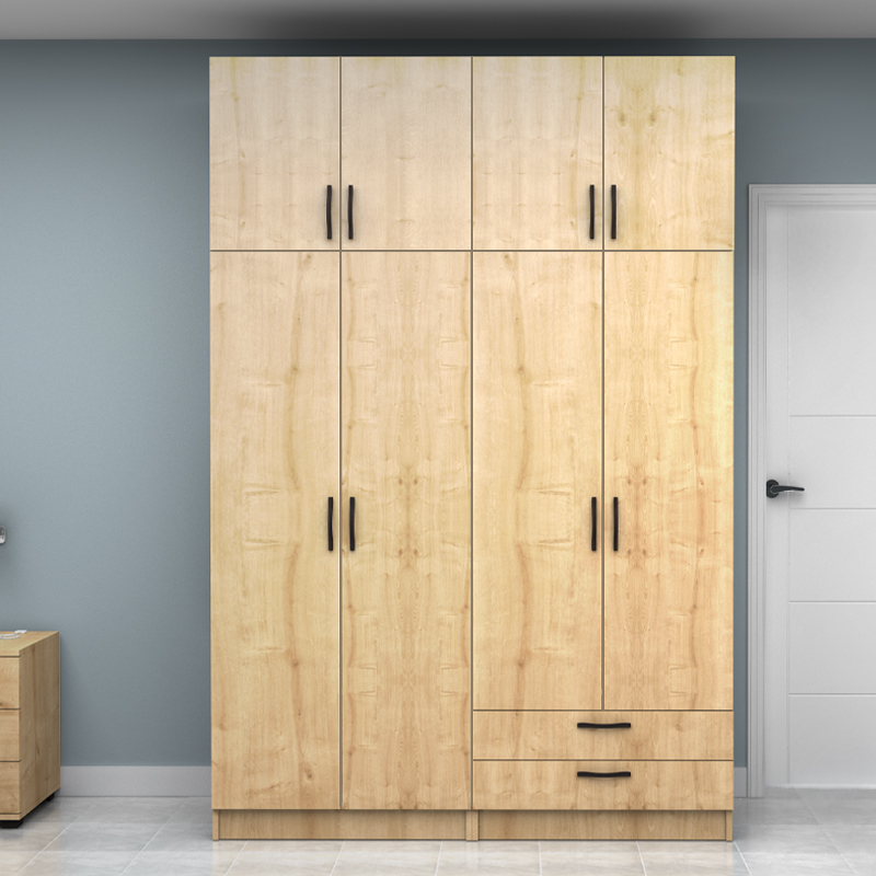 Vivian Megapap four doors melamine wardrobe in oak color 160x51.8x240cm.