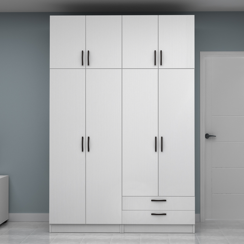 Vivian Megapap four doors melamine wardrobe in white color 160x51.8x240cm.