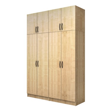 Vivian Megapap four doors melamine wardrobe with cabinet in oak color 160x51.8x240cm.