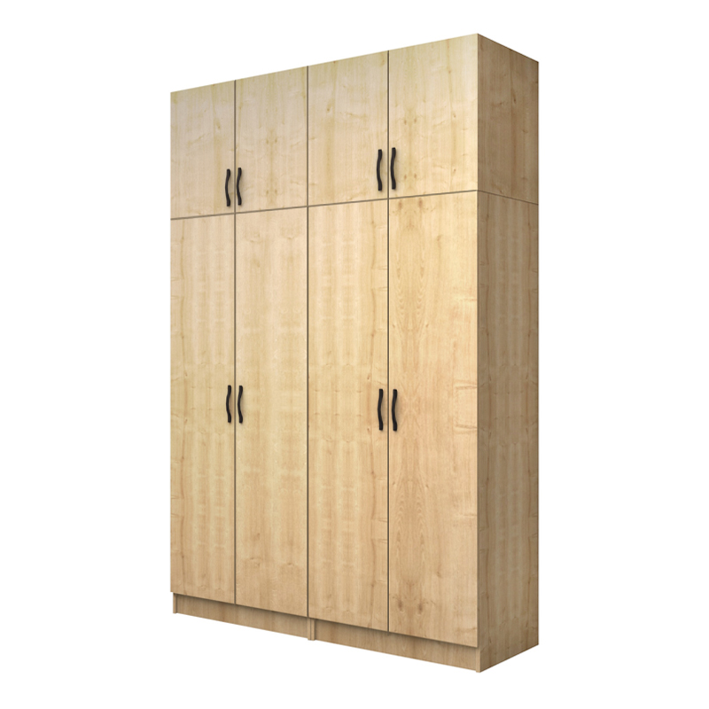 Vivian Megapap four doors melamine wardrobe with cabinet in oak color 160x51.8x240cm.