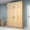 Vivian Megapap four doors melamine wardrobe with cabinet in oak color 160x51,8x240cm.