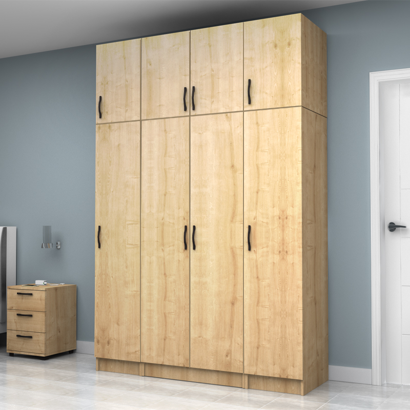 Vivian Megapap four doors melamine wardrobe with cabinet in oak color 160x51,8x240cm.
