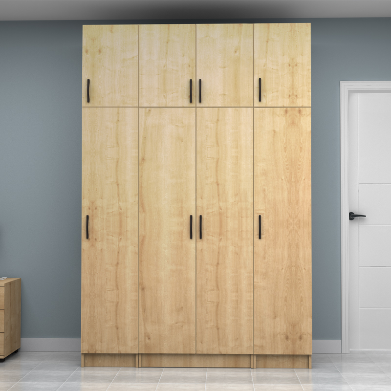Vivian Megapap four doors melamine wardrobe with cabinet in oak color 160x51,8x240cm.