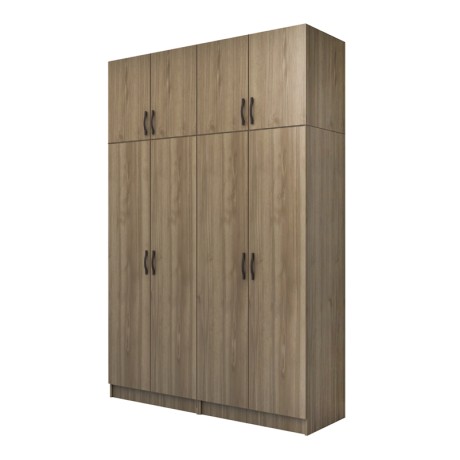 Vivian Megapap four doors melamine wardrobe with cabinet in walnut color 160x51.8x240cm.