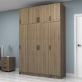 Vivian Megapap four doors melamine wardrobe with cabinet in walnut color 160x51,8x240cm.