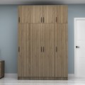 Vivian Megapap four doors melamine wardrobe with cabinet in walnut color 160x51,8x240cm.