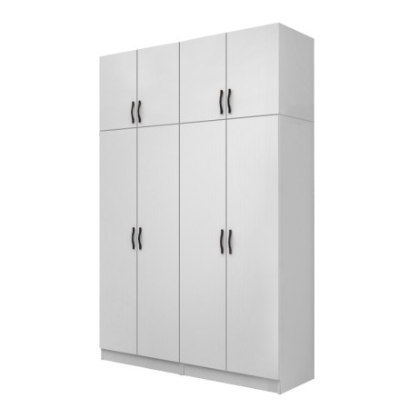 Vivian Megapap four doors melamine wardrobe with cabinet in white color 160x51.8x240cm.