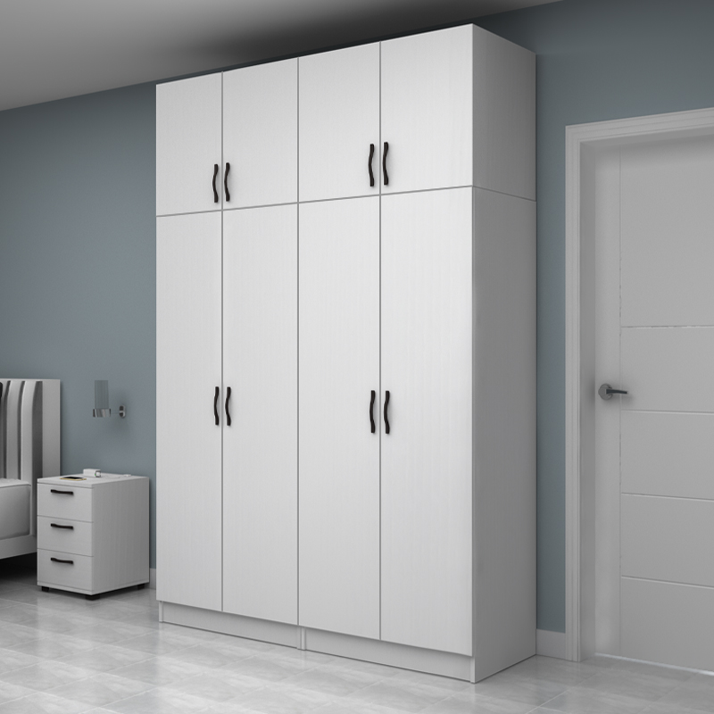 Vivian Megapap four doors melamine wardrobe with cabinet in white color 160x51.8x240cm.