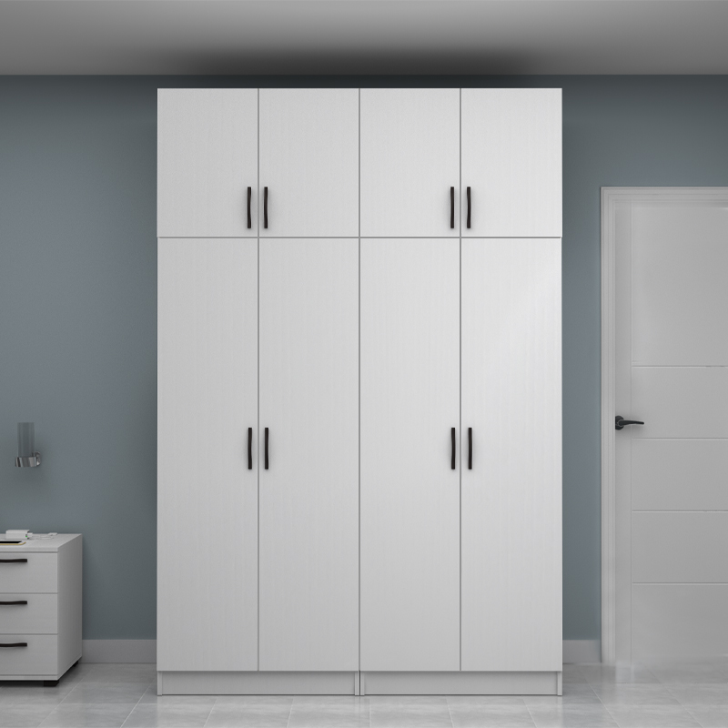 Vivian Megapap four doors melamine wardrobe with cabinet in white color 160x51.8x240cm.