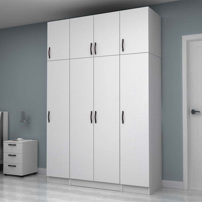 Vivian Megapap four doors melamine wardrobe with cabinet in white color 160x51,8x240cm.