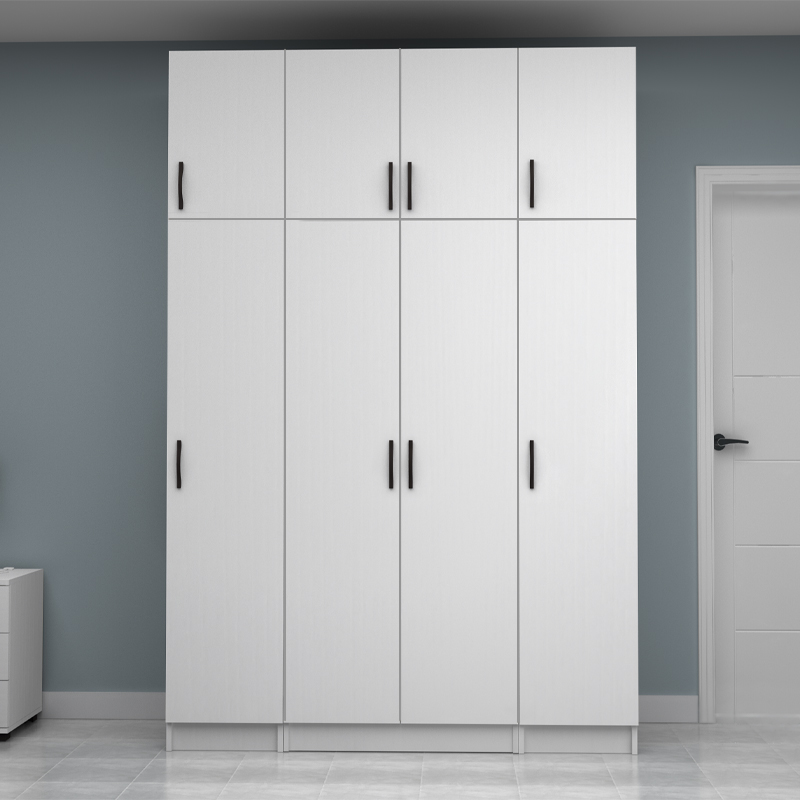 Vivian Megapap four doors melamine wardrobe with cabinet in white color 160x51,8x240cm.