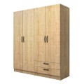 Vivian Megapap four doors melamine wardrobe in oak color 160x51.8x181cm.