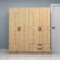 Vivian Megapap four doors melamine wardrobe in oak color 160x51.8x181cm.