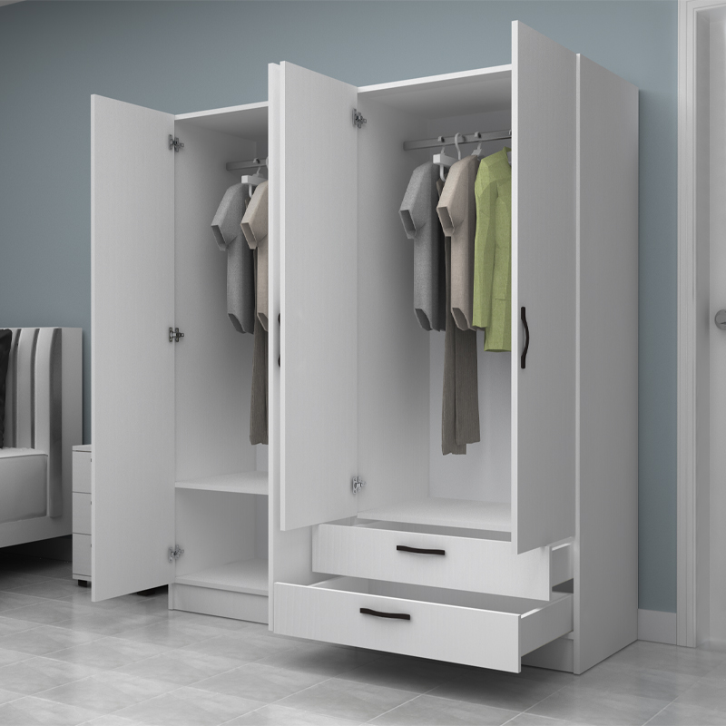 Vivian Megapap four doors melamine wardrobe in white color 160x51.8x181cm.