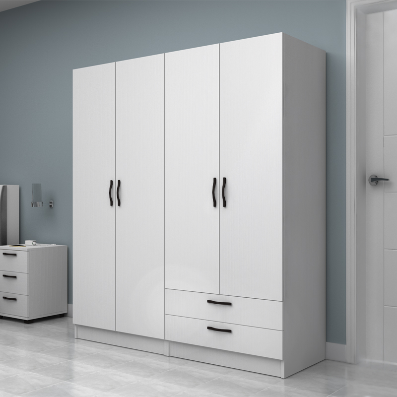 Vivian Megapap four doors melamine wardrobe in white color 160x51.8x181cm.