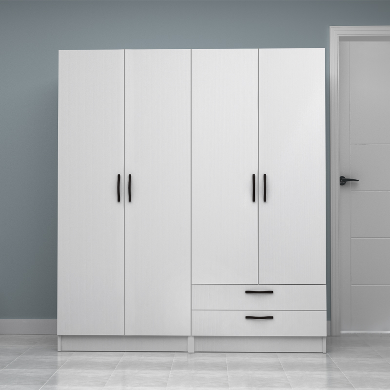 Vivian Megapap four doors melamine wardrobe in white color 160x51.8x181cm.