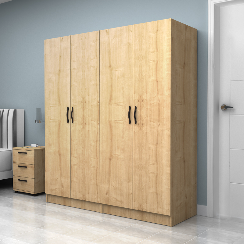Vivian Megapap four doors melamine wardrobe in oak color 160x51.8x181cm.