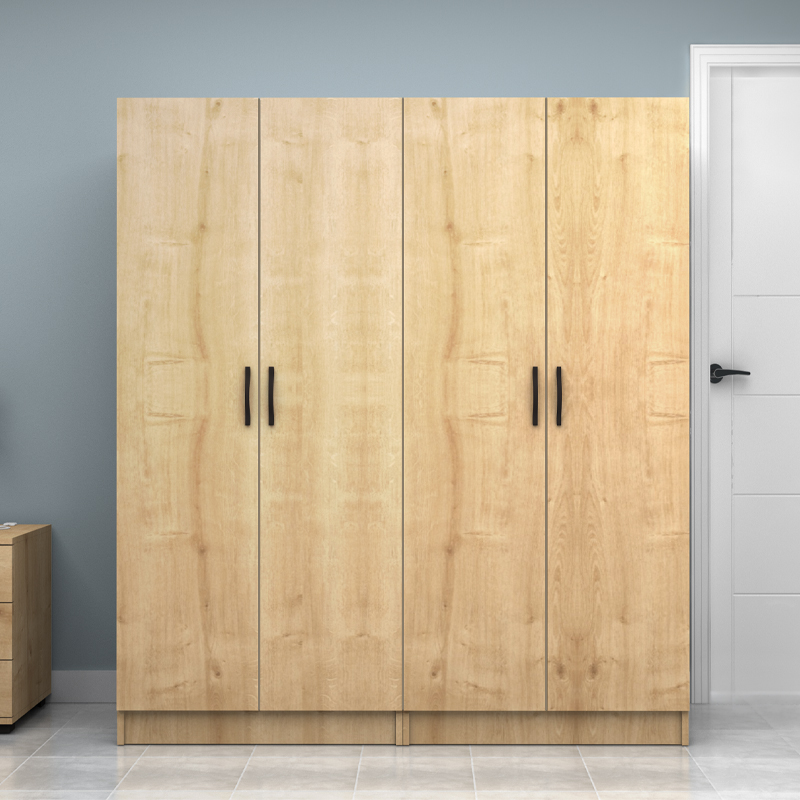 Vivian Megapap four doors melamine wardrobe in oak color 160x51.8x181cm.