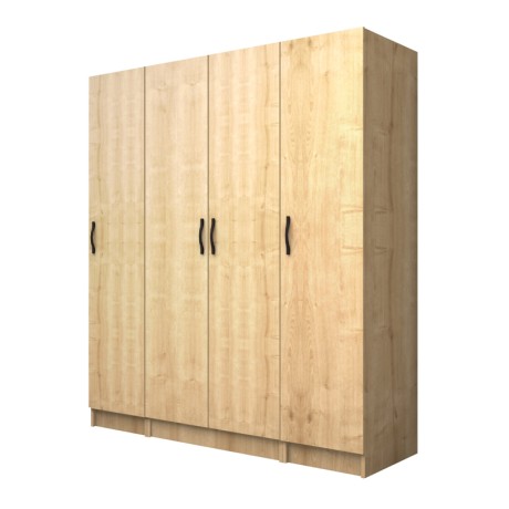 Vivian Megapap four doors melamine wardrobe in oak color 160x51.8x181cm.