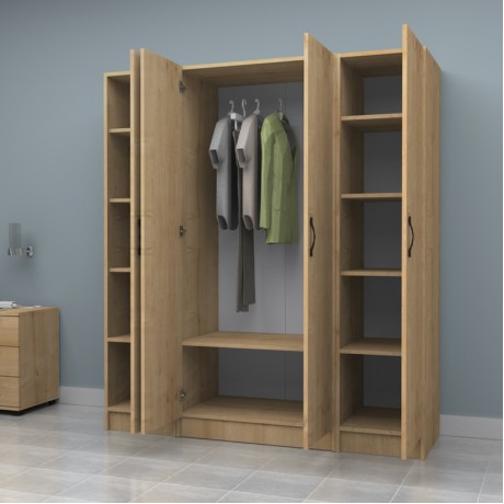 Vivian Megapap four doors melamine wardrobe in oak color 160x51.8x181cm.