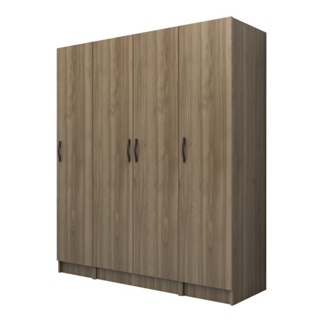 Vivian Megapap four doors melamine wardrobe in walnut color 160x51.8x181cm.