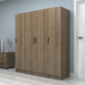 Vivian Megapap four doors melamine wardrobe in walnut color 160x51.8x181cm.