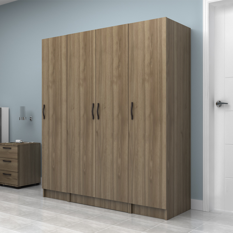 Vivian Megapap four doors melamine wardrobe in walnut color 160x51.8x181cm.