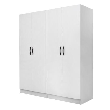 Vivian Megapap four doors melamine wardrobe in white color 160x51.8x181cm.