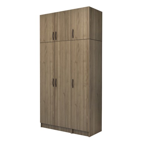 Vivian Megapap three doors melamine wardrobe with cabinet in walnut color 120x51.8x240cm.