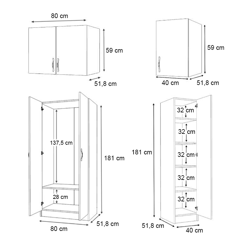 Vivian Megapap three doors melamine wardrobe with cabinet in walnut color 120x51.8x240cm.