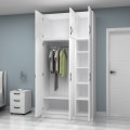 Vivian Megapap three doors melamine wardrobe with cabinet in white color 120x51.8x240cm.