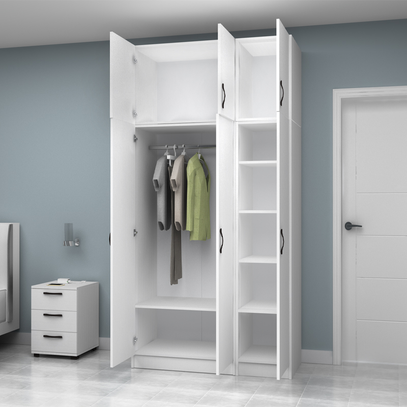 Vivian Megapap three doors melamine wardrobe with cabinet in white color 120x51.8x240cm.
