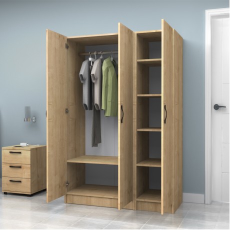 Vivian Megapap three doors melamine wardrobe in oak color 120x51.8x181cm.