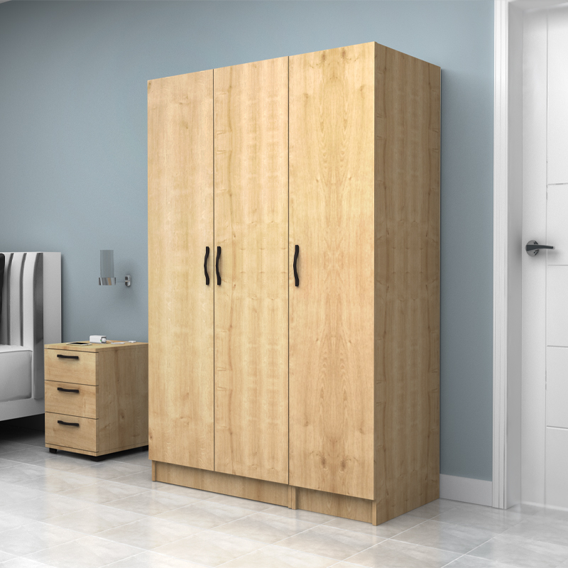 Vivian Megapap three doors melamine wardrobe in oak color 120x51.8x181cm.