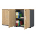 Venturo Megapap melamine office file cabinet in anthracite - oak color 160x40x80cm.