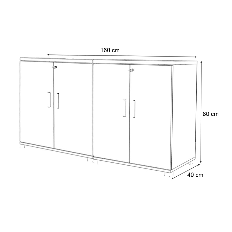 Venturo Megapap melamine office file cabinet in anthracite - oak color 160x40x80cm.