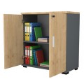 Venturo Megapap melamine office file cabinet in anthracite - oak color 80x40x80cm.
