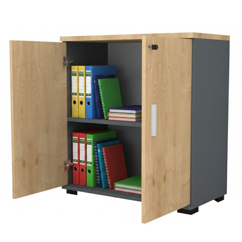 Venturo Megapap melamine office file cabinet in anthracite - oak color 80x40x80cm.