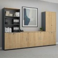 Venturo Megapap melamine office file cabinet in anthracite - oak color 80x40x80cm.