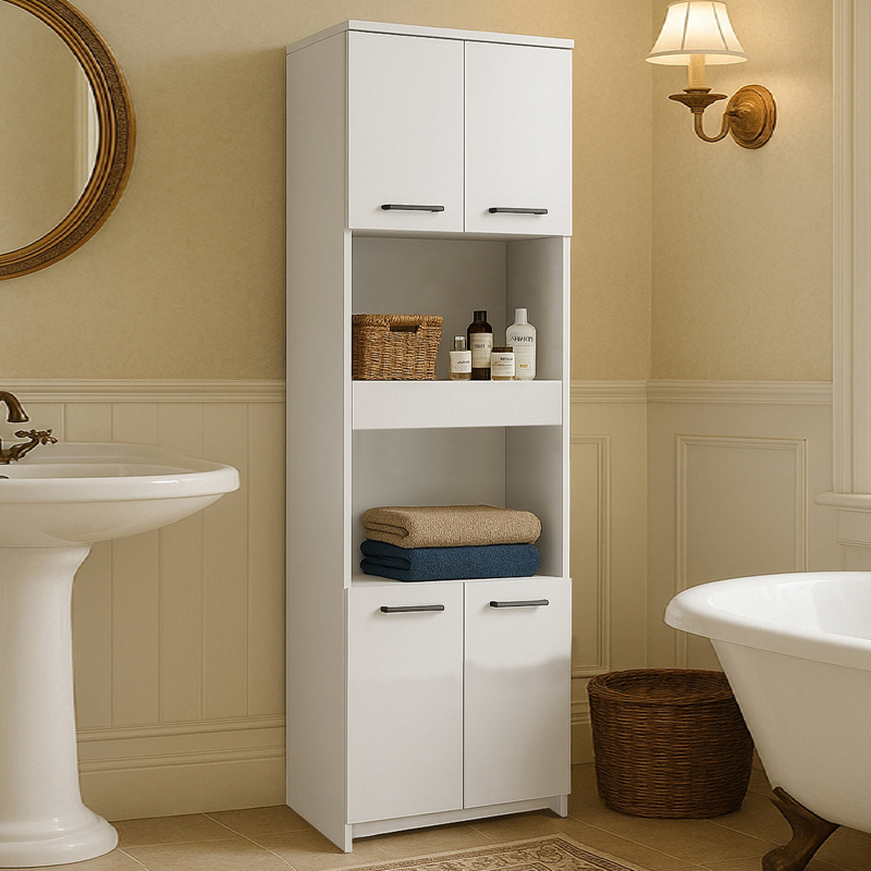 Alvento Megapap melamine multipurpose cabinet in white color 60x42x180cm.