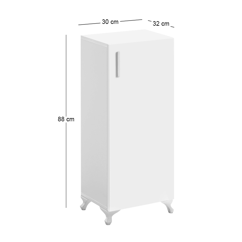 Mine Megapap melamine multipurpose cabinet in white color 30x32x88cm.