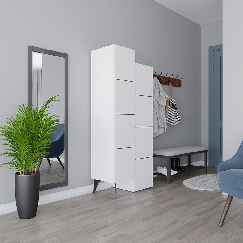 Stair Megapap melamine multipurpose cabinet in white color 62,2x37,4x156cm
