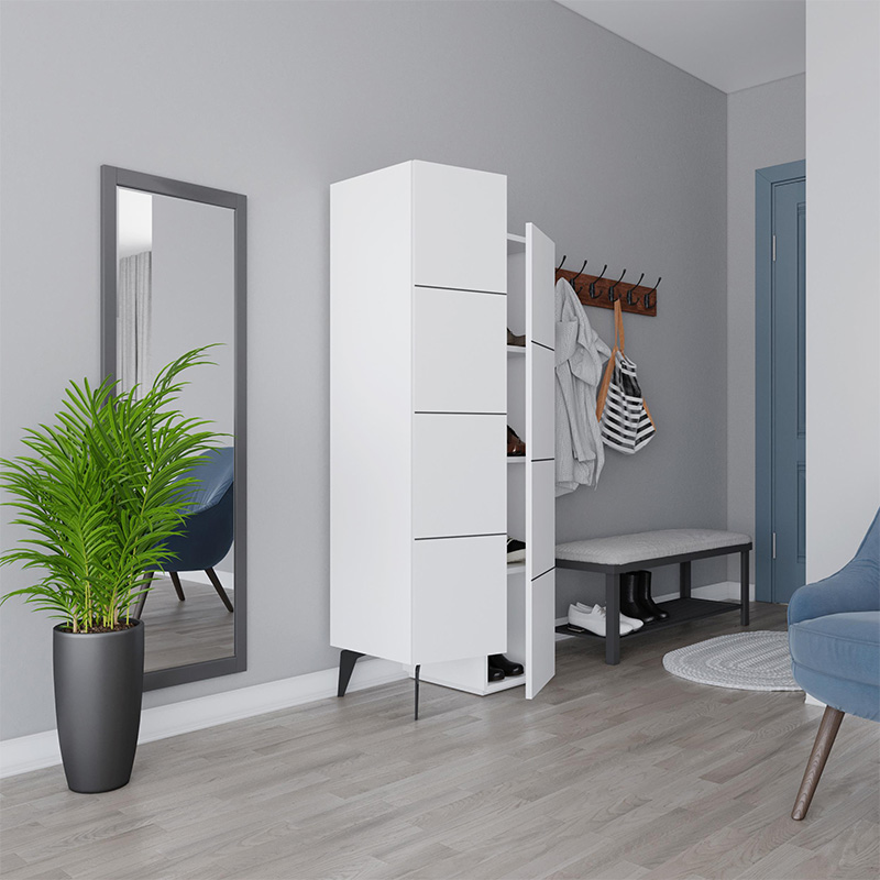 Stair Megapap melamine multipurpose cabinet in white color 62,2x37,4x156cm
